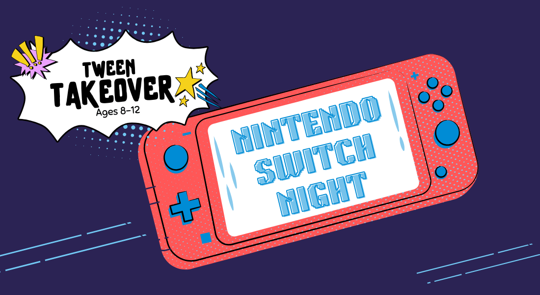 Blue graphic with the text "Nintendo Switch Night."