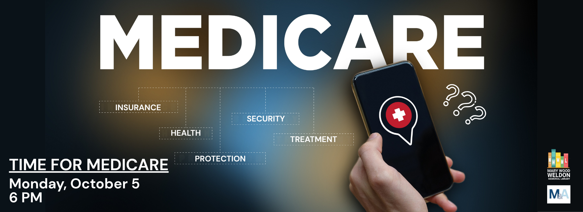 Text says, "Medicare. Time for Medicare, Monday, October 5, 6 PM."